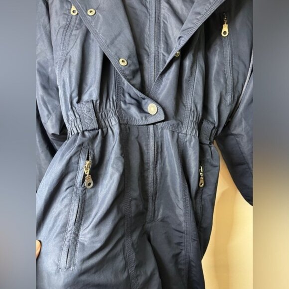 Metropolis by Couloir Navy Blue Hooded Embroidered Ski Snow Winter Suit Size 8 - Picture 5 of 16